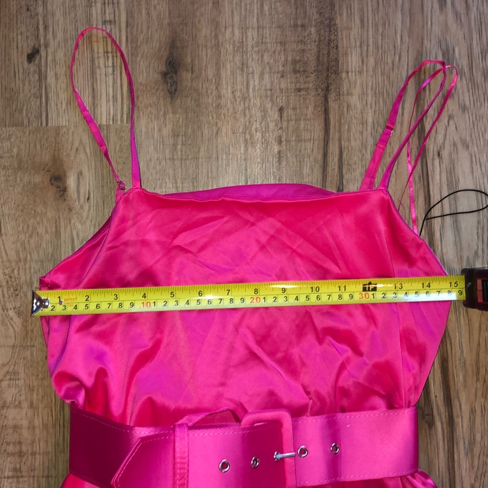 NEW!! Zara Satin Effect Fuchsia Dress Size S - Picture 8 of 12